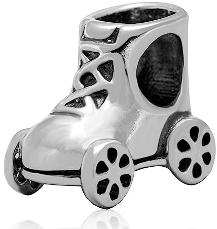 Patinaje sobre ruedas Charm, Adecuado Pulsera Pandora Sport hobby, zapatilla de Patinaje de plata esterlina 925 cuentas encanto de Botas de esquí, regalo para hija/hijo/niño y niña