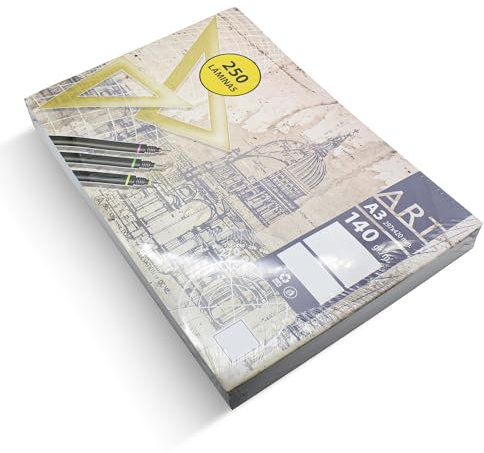 DOJA Barcelona | Zeichenblätter Rahmenlos DIN A3 | 250 Blatt | 1er Pack | Zeichenblock A4 randlos | Skizzenblock, Zeichenkarton, Malblock, Skizzenbuch, Zeichenpapier zum Zeichnen, Malen, Schule…