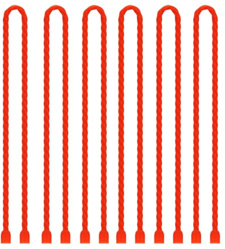 Gesipor 6 PCS 24-Inch Silicone Cable Ties Dia 5mm Reusable Steel-Core Rubber Twist Ties Bendable Cable Ties for Bundling and Holding, All Purpose Cord Tie for Indoor and Outdoor (Red)