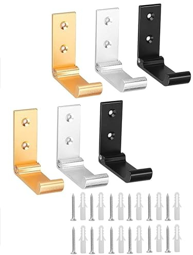 CHUANGOU 6 Piezas Gancho para Perchero Plegable，Aleación de Aluminio Percheros Pared，para Cocina, baño, vestíbulo, toallero.