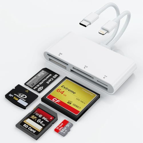 Multi-Kartenleser für SD, CF, XD, Micro-SD, MS Karten, 5-in-2-Multi-Speicherkartenleser,OTG-Adapter-Hub für iPhone 16/iPhone 15/iPad/MacBook/Samsung,für Windows, Mac OS, iOS, Linux, Android, Chrome OS