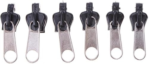 Kit di riparazione per cerniere lampo di ricambio, 6 pezzi, con cursore per cerniera, design di ricambio per cerniere, chiusure a strappo, nozioni di cucito