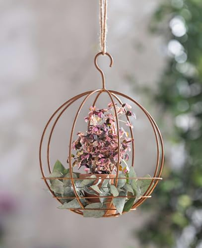 Dekoleidenschaft Dekohänger Kugel aus Metall mit Rost Finish, Ø 25 cm, Deko-Anhänger mit Haken, Metallkugel hängend, Dekokugel
