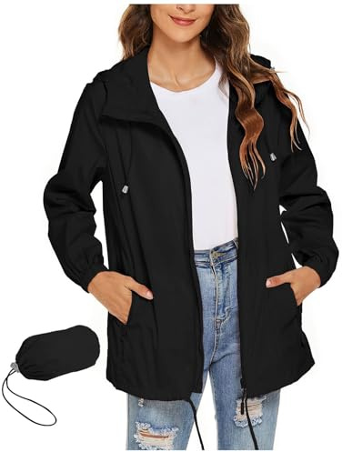 Ladies Rain Jacket Lightweight Waterproof Raincoat Windbreaker Thin Packable Travelling Bicycle Rain Jackets Windbreaker With Pockets