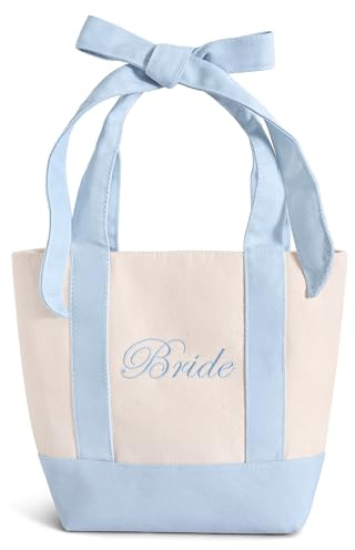 Chug Buddy Bride Tote Bag | Canvas Mini Tote Bag w/Bow | Bachelorette Gifts for Bride, Bride to Be Gifts for Bachelorette Party, Bridal Shower, Engagement Party Favor, Wedding Accessory