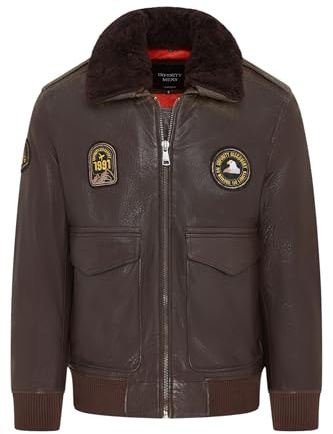 Infinity Leather Chaqueta de Piloto G-1 de Cuero Estilo Aviador Para Hombre con Cuello de Piel de Oveja Desmontable - Piel de Cordero Auténtica