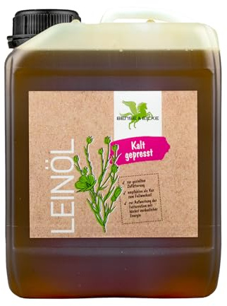 Bense & Eicke Aceite de linaza prensado en frío, 2500 ml, aceite de alimentación para caballos, rico en ácidos grasos omega-3, aceite de linaza 100% puro, fabricado en Alemania