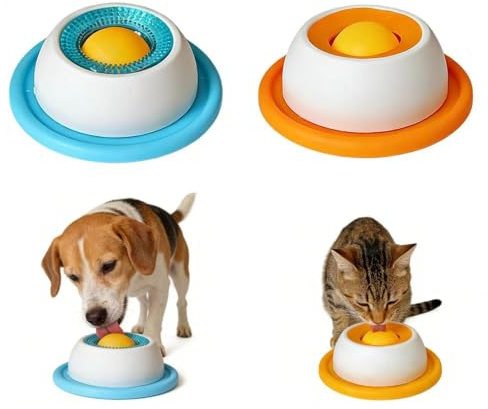 2-Pack Dog Cat Snack Toy & Licking Mat , Food-Grade PP Slow Feeder Bowl | dog snack toy & licking mat. Food-grade PP pet licking plate for enrichment, slow feeder bowl & anti-slip feeding mat