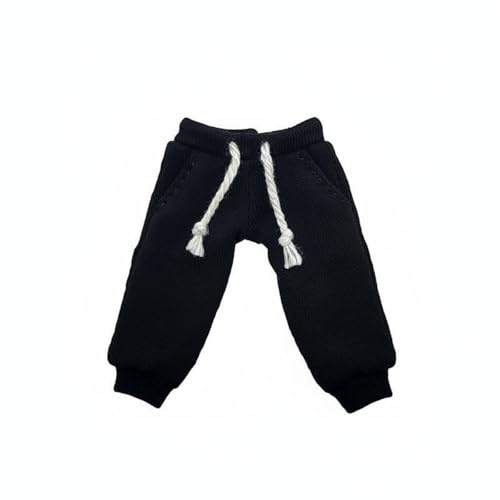RCULWPLP Doll Pants Sweatpants Miniature Joggers for 1/12 BJD & OB11 Dolls, Functional Drawstring Waist with Realistic Stitching, Soft Cloth Material for Doll Collectors, Display, Black