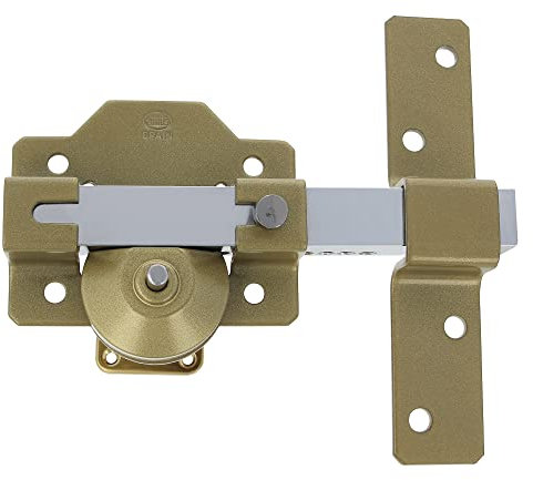 Amig - Cerrojo de Sobreponer para Puertas con Cilindro de Seguridad y Pestillo de Apertura - Acero - Acabado Martelé - Cilindro 70 mm - Incluye 5 Llaves de Punto - 105 x 170 mm