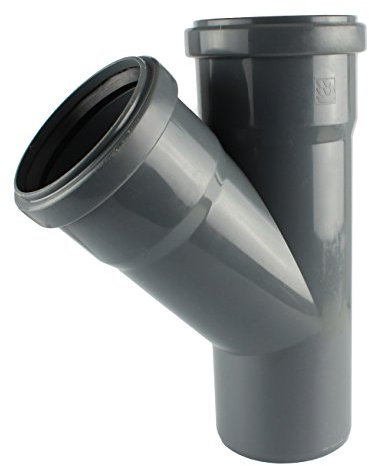 MKK - 19587-001 - HT Rohrabzweig PP DN 40-110 T-Stück 45° Verzweigung Verbindung Abzweig grau DN 40 auf DN 40