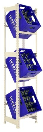 Simon Rack Étagère à caisses à Boissons pour 3 caisses, 1800x400x300mm, Rayonnage freestanding en métal pour caisses d’Eau, Blanc - SimonBottle