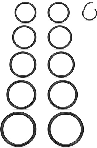 Xnsjeyy 16G Septum Nose Rings Hoops 316l Surgical Steel Clicker Medusa Labret Snake Bite Lip Ring Tragus Helix Daith Rook Conch Snug Cartilage Lobe Earrings Hoop Piercing Jewelry For Women Men Black