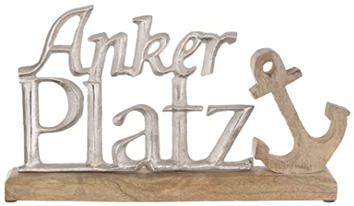Brandsseller Letras decorativas de ancla cuadrada, aprox. 31 x 19 x 5 cm en madera de mango/aluminio