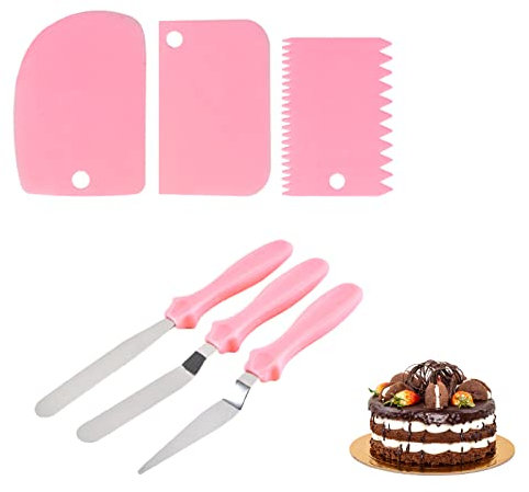 Streichpalette Set, Edelstahl Winkelpalette, Cake Scraper, 6 Stück, Torten Spatel, Icing Smoother Kuchen Spatel Set, Torten Schaber, Leimspachtel, Winkelpalette Torte, Palettenmesser, Winkelpalette