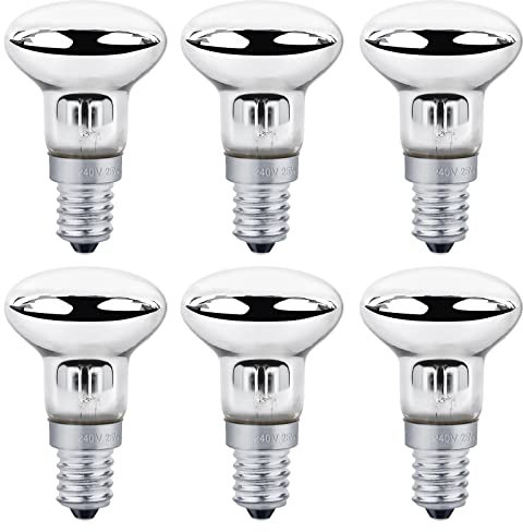 Molbory 6 Stück Lavalampe Glühbirne E14 R39 25W Ersatzbirnen, E14 R39 Ersatzbirnen für Lavalampen,Glitzerlampen, 400 Lm Reflektorlampen, Warmweiß
