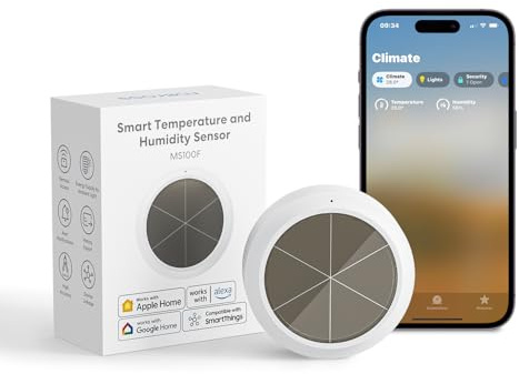 Meross WLAN hygrometer termometer inomhus, kräver Meross Hub, Smart temperatur- och fuktighetssensor kompatibel med Apple HomeKit, Alexa, Google Home, SmartThings (innehåller ingen hub)
