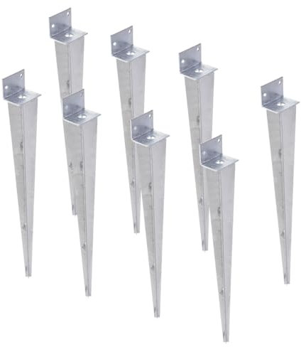 Aqbau® 8er Set Einschlag-Bodenhülse L 40 x 500 mm, Pfostenträger, Einschlaghülse, Einschlagbodenhülse Feuerverzinkt, Bodenhülsen für holzpfosten, Einschlaghülse, Erdspieß, L form