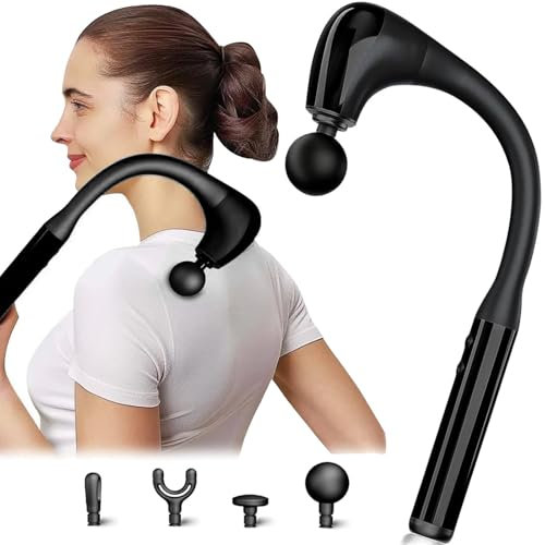 Zooma Pistola Massaggio Muscolare, Pistola Massaggiante Muscolo Profondo Tessuto 5 Velocità con 4 Testine Pistola Massaggiatore a Percussione Massage Gun per Muscoli Ricarica