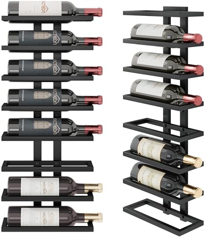 Hoctieon 8 Tier Wall Mount Wine Rack, Wall Racks for Wine Bottles Display and Storage, Hanging Bottle Organizer for Living Room, Dining Room, Wine Cellar, Bar, Black