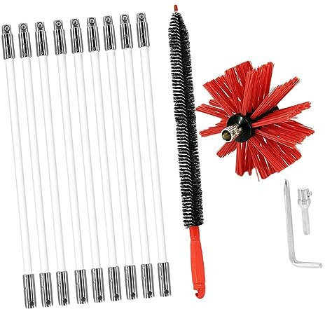 KICHOUSE Kit De Nettoyage De Conduit De Sécheuse Compatible avec Une Perceuse Électrique Brosse De Cheminée Brosse en Nylon Flexible