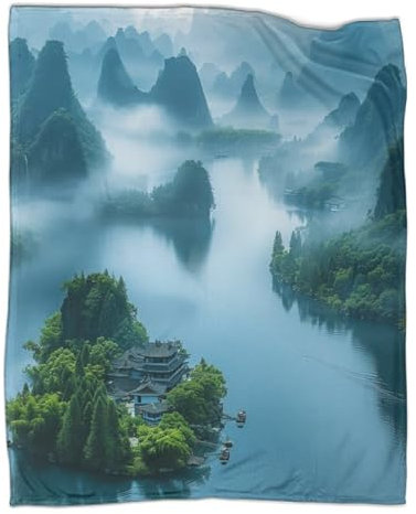 Frühlingslandschaft Kuscheldecke 80x90inch(200x230cm),weich & Warm,extra Flauschig Als Sofadecke Nature Wohndecke Yogadecke Tagesdecke,Plüsch Sofaüberwurf