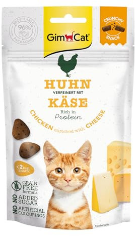 GimCat Crunchy Snacks Huhn mit Käse - Knuspriges und proteinreiches Katzenleckerli - 1 Beutel (1 x 50 g)