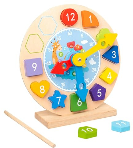 Genérico Juguete de Reloj de Madera, Juguete Modelo de Reloj con números | Reloj de Aprendizaje Seguro | Reloj de guardería Juguete Educativo para cumpleaños Año Nuevo Navidad Pascua