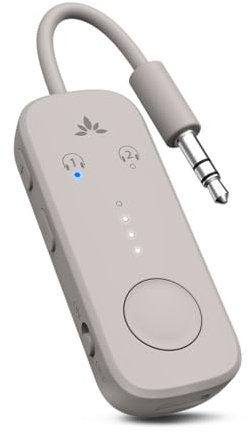 Avantree Relay – Bluetooth 5.3 Adapter für Flugzeug mit Qualcomm aptX Adaptive, für 2 AirPods oder Kopfhörer, 20 Std. Wiedergabezeit, 3,5mm AUX Klinke Transmitter Sender für Reisen, Fitnessstudio