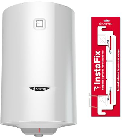 Lot Chauffe-eau Électrique Slim Ariston PRO 1 R 80 litres Ø450 mm + Support Mural Universel INSTAFIX, Pose Sans Perçage