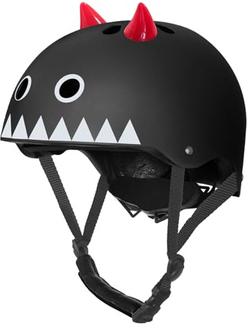 Nattork Kid's Bicycle Helmet for Girls or Boys Adjustable Size Muti-Sports Helmet for Skateboard Roller Skates with Cute Style for Children Black