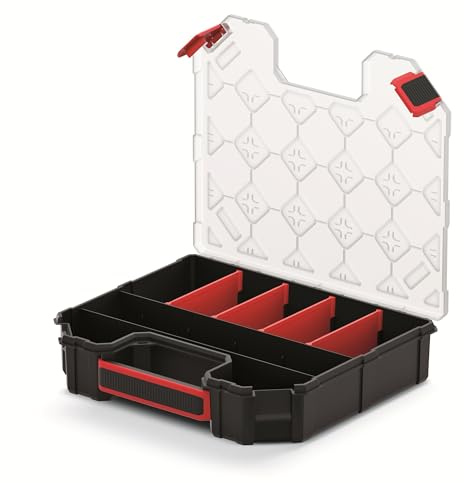 Mivos Boîte de rangement 284 x 243 x 60 mm - pour accessoires et petites pièces - Boîte à vis avec 8 compartiments réglables - Boîte de tri - Made in EU