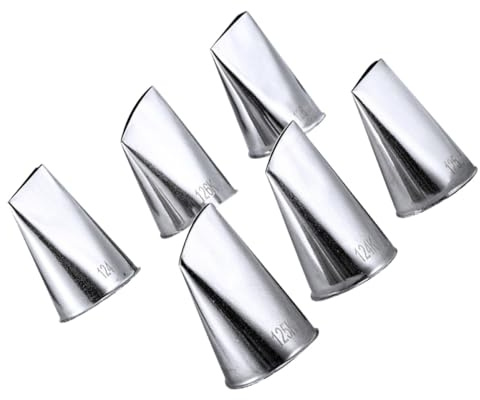 COLLBATH 6 Boquillas para Glaseado de Pasteles de Acero Inoxidable, Juego de 6 Piezas (124k, 125k, 126k X2), Herramienta para Decoración DIY de Cupcakes y Tartas, Reutilizable y Fácil