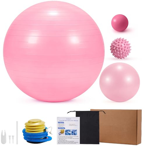 Set di 4 palline da ginnastica, composto da una grande palla da pilates da 23 cm, una palla da massaggio e una palla per riccio, una palla da yoga sicura con pompa per gravidanza, fisioterapia