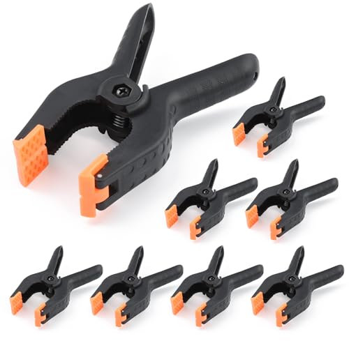 4.5inch Nylon Spring Clamps, UTEBIT 8 Pack 11.5cm Heavy Duty Spring Clips Plastic Clamps Quick Grip with Moveable Jaws for Photo Studio Backdrop Background Stand Woodwork Artwork