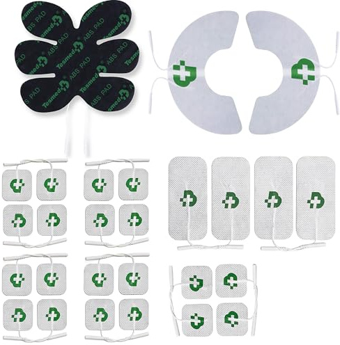 TESMED Top Equipment: Set di 27 Elettrodi (20 da 50x50 mm, 4 da 50x100 mm, 1 ABS Pad e 2 Knee Pad) – Compatibili con Elettrostimolatori a Spinotto da 2 mm