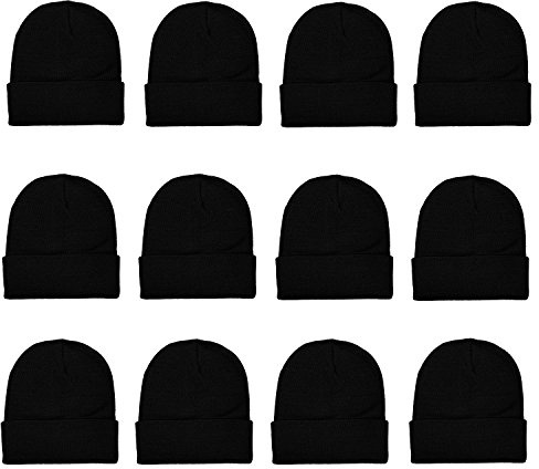 Gelante Unisex Beanie Cap Knitted Warm Solid Color Multi-Packs.2040-12Black