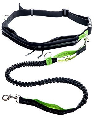 Wildborn Joggingleine mit verstellbarem Bauchgurt & wasserdichter Tasche | Sport Laufgürtel, wasserabweisend | Leine elastisch, reflektierend 120 cm Flexi