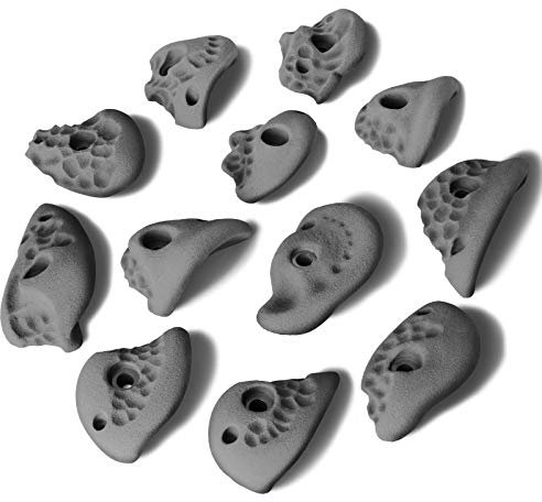 ALPIDEX 12 Klettergriffe L | Henkelgriffe | Strukturierte Oberflächen | Größe L | Mitteltiefe Hinterschneidungen | Klettersteine | Verschiedene Ausformungen Farben - Farbe:Grey Stone