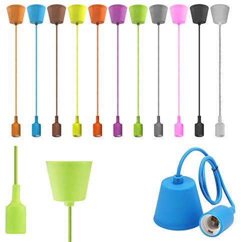 Portalampada pendente silicone lampadario soffitto sospensione vari colori E27