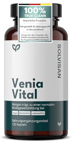 SOLVISAN VENIA VITAL hochdosierter 3-Fach-Komplex mit Rutin, Rosskastanie und Steinklee - Venen Kapseln für das Bindegewebe - 120 Kapseln für 2 Monate