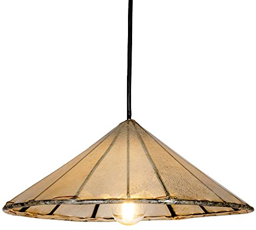 Orientalische Lampe Pendelleuchte Hängeleuchte Mian Beige 30cm Groß | Marokkanische Lederlampe Hennalampe Leuchte | Orient Lampen für Wohnzimmer Küche oder Hängend über den Esstisch