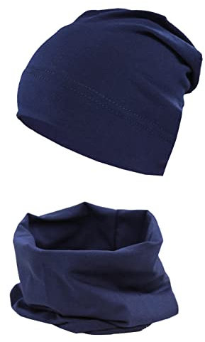 TupTam Jungen Beanie Mütze und Schlauchschal 2er Set, Farbe: Dunkelblau, Hat Size: 56