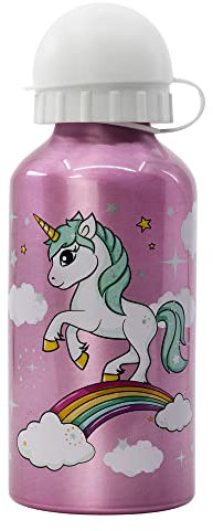 Stor Gourde en aluminium pour enfants - Gourde réutilisable - 400 ml - Licornes et arc-en-ciel
