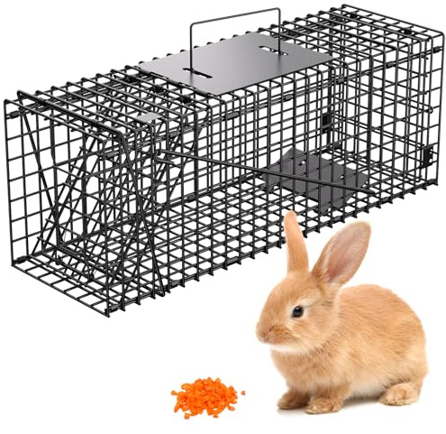 VASALAID Live Animal Trap Cage, 24 X 7 X 8 Inch Catch and Release, Foldable Humane Live Trap Cage Indoor & Outdoor for Stray Cats, Rabbits, Squirrels, Groundhogs, Woodchucks