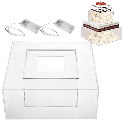 Elevador transparente para tartas, caja cuadrada para exhibición de pasteles, soporte para postres, centro de mesa para aniversarios, bodas,