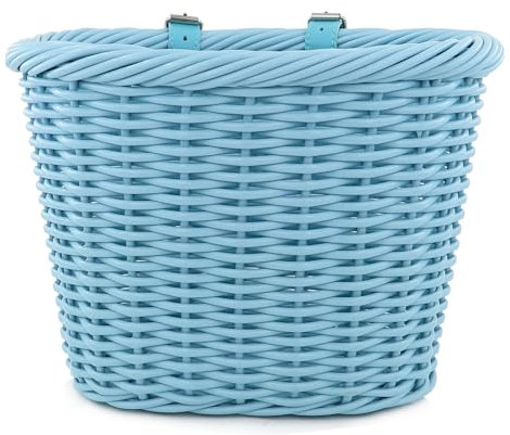 ZUKKA Bike Basket Woven Bike Basket for Adult Bikes Front/Kids Bike Handlebar with Adjustable Leather Straps Waterproof Storage Bicycle Basket, Multi-Colors