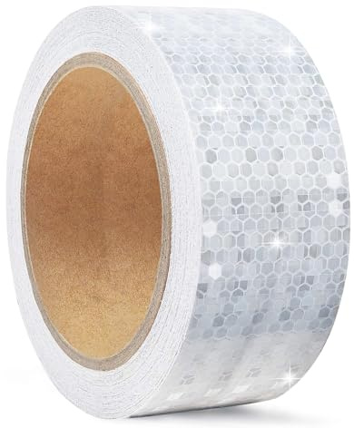 5cm x 10m Nastro Catarifrangente Adesivo per Esterno,Nastro Riflettente Adesivo Bianco Strisce Catarifrangenti Adesive,Segnaletico Nastro Sicurezza Autoadesivo Impermeabile per Auto, Camion, Stradali