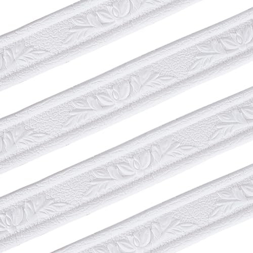 GORGECRAFT 2Pcs 2.3m x 4cm Peel and Stick 3D Wall Edging Foam Baseboard Self Adhesive Wallpaper Border Flexible Base Moulding Trim Mirror Border Sticky Decorative Wall Lines for Home Hotel DIY Decor