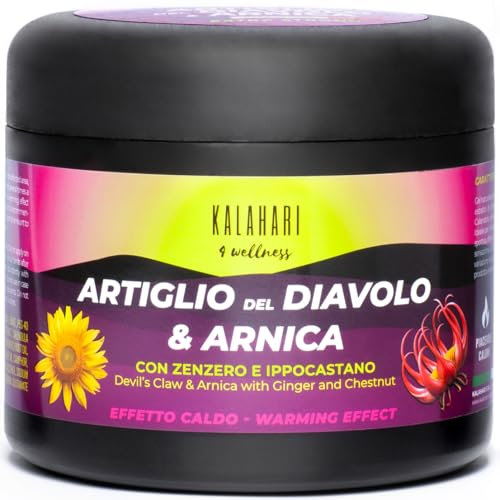 KALAHARI Garra del Diablo y Arnica Gel Extremo - Extra Fuerte - Efecto Calentador para Masajes Musculares y Articulares, Recuperación Muscular, Movilidad - Fórmula Natural, Made in Italy - 500ml